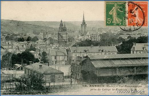 EVREUX - VUE PANORAMIQUE PRISE DU COLLEGE ST FRANCOIS