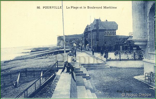 N 086 - POURVILLE - LA PLAGE ET LE BOULEVARD MARITIME - Edit. Couder