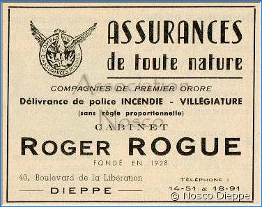 DIEPPE - ASSURANCES - ROGER ROGUE - BOULEVARD DE LA LIBERATION