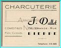 DIEPPE - CHARCUTERIE - J DALLET - 76 GRANDE RUE