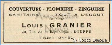 DIEPPE - COUVERTURE - PLOMBERIE - GRANIER - 60 RUE DE LA REPUBLIQUE
