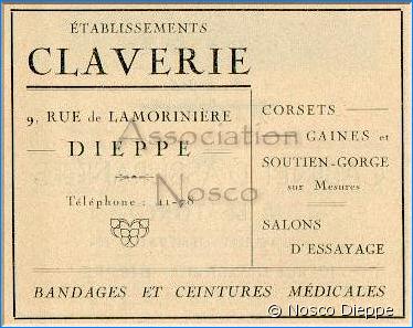 DIEPPE - ETABLISSEMENT CLAVERIE - 9 RUE DE LA MORINIERE