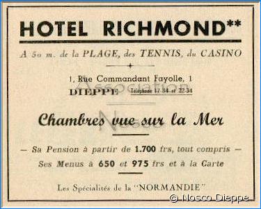 DIEPPE - HOTEL RICHMOND - 1 RUE DU COMMANDANT FAYOLLE