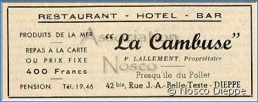 DIEPPE - LA CAMBUSE - LALLEMAND PROPRIETAIRE - 42 BIS J A BELLE TESTE