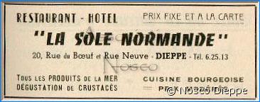 DIEPPE - LA SOLE NORMANDE - 20 RUE DU BOEUF ET RUE NEUVE